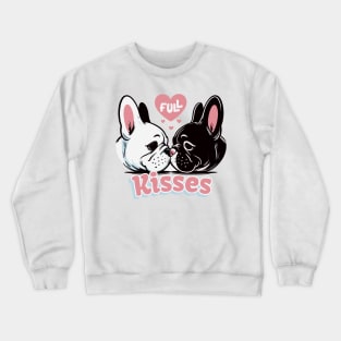 Pugs full Kisses Print Art illustration Valentine dog Pug Crewneck Sweatshirt